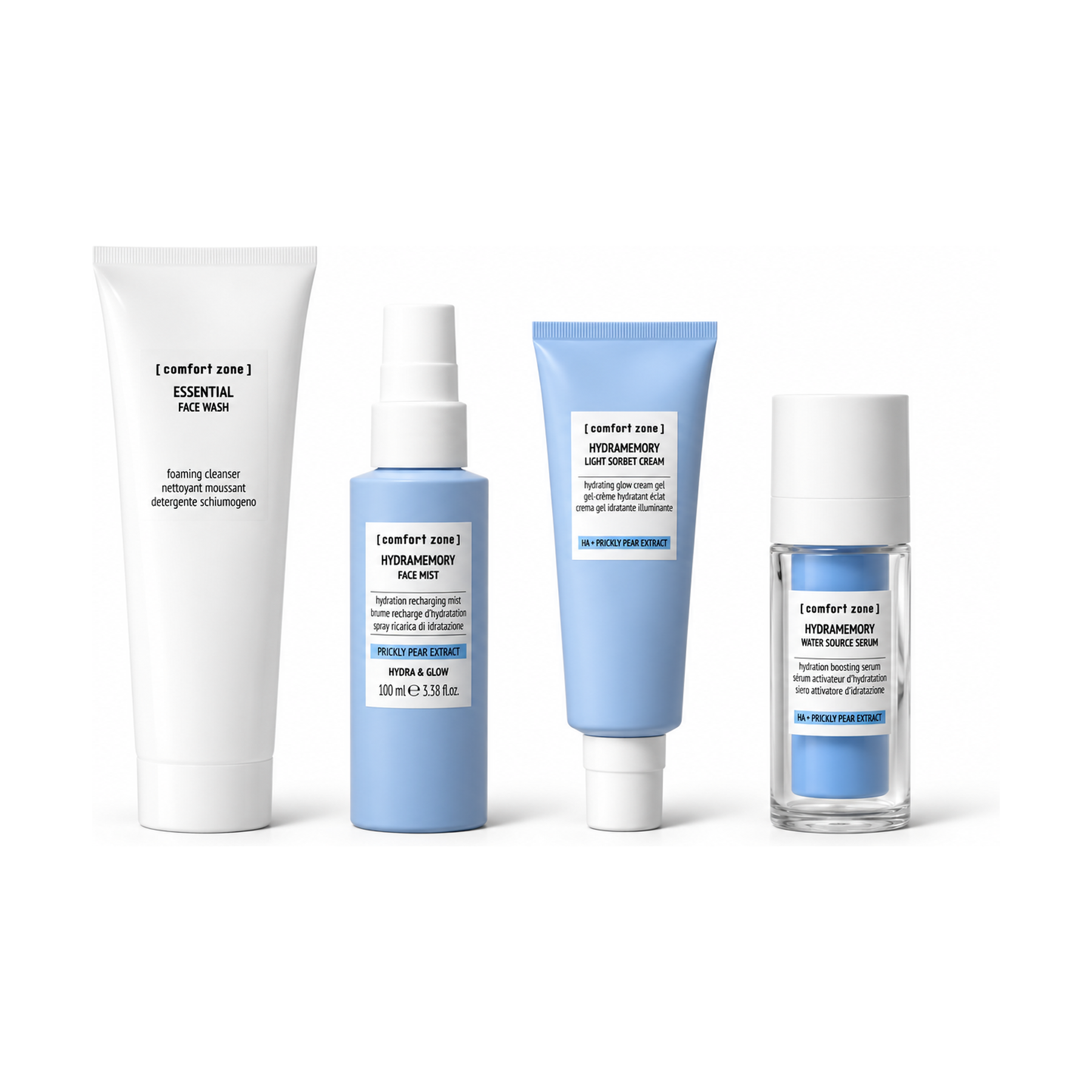 Hydramemory Routine Set — Comfort Zone 4-step hydrating routine: face wash, mist, serum, cream